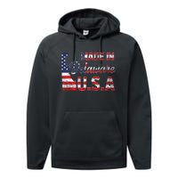 Made In Delaware Us Map State American Flag Delaware Performance Fleece Hoodie