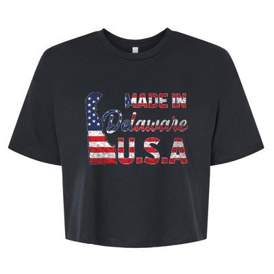 Made In Delaware Us Map State American Flag Delaware Bella+Canvas Jersey Crop Tee