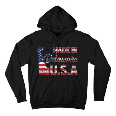 Made In Delaware Us Map State American Flag Delaware Hoodie