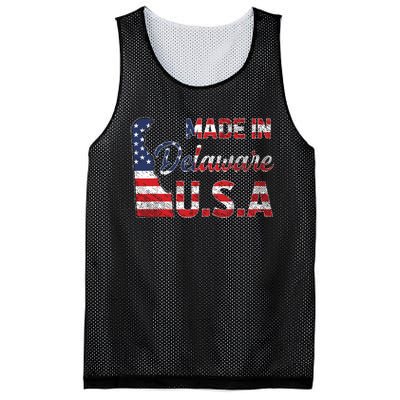 Made In Delaware Us Map State American Flag Delaware Mesh Reversible Basketball Jersey Tank