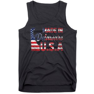 Made In Delaware Us Map State American Flag Delaware Tank Top