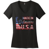 Made In Delaware Us Map State American Flag Delaware Women's V-Neck T-Shirt