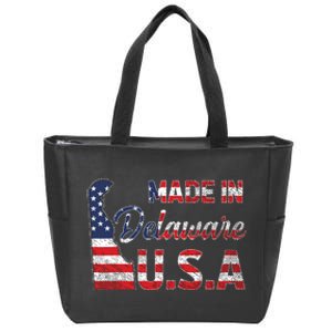 Made In Delaware Us Map State American Flag Delaware Zip Tote Bag