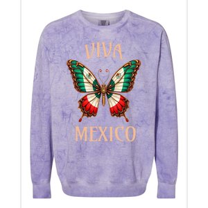 Mexico Independence Day Butterfly Mexican Flag Colorblast Crewneck Sweatshirt