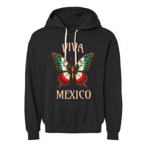 Mexico Independence Day Butterfly Mexican Flag Garment-Dyed Fleece Hoodie