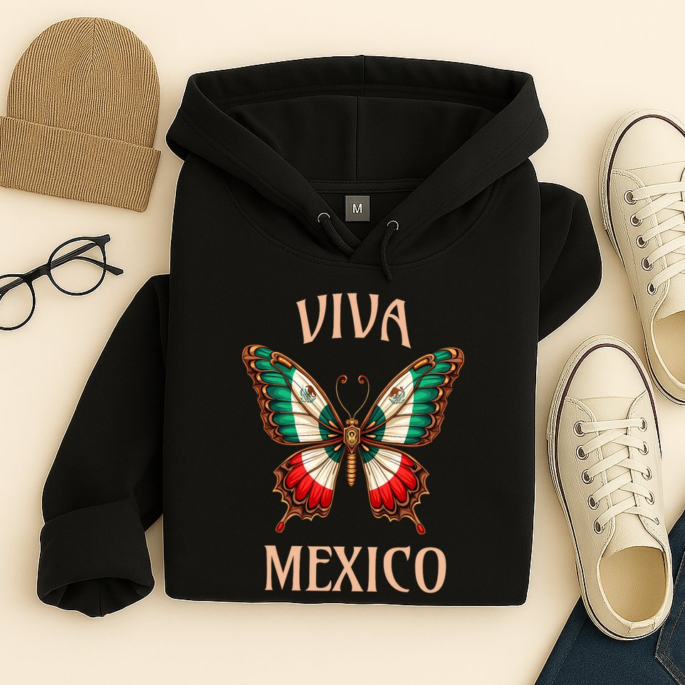 Mexico Independence Day Butterfly Mexican Flag Hoodie