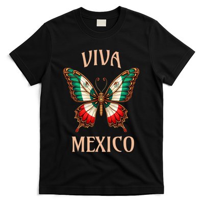 Mexico Independence Day Butterfly Mexican Flag T-Shirt