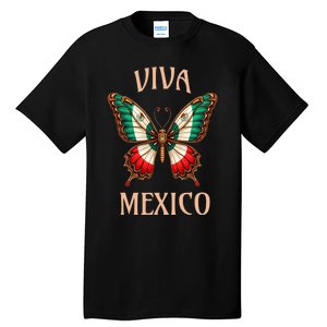 Mexico Independence Day Butterfly Mexican Flag Tall T-Shirt