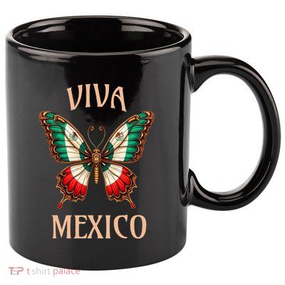 Mexico Independence Day Butterfly Mexican Flag 11oz C Handle Ceramic Mug