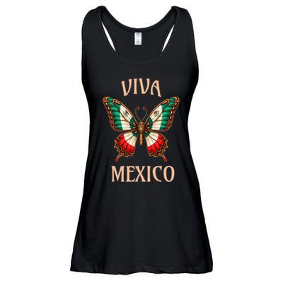 Mexico Independence Day Butterfly Mexican Flag Ladies Essential Flowy Tank