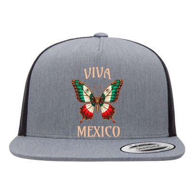 Mexico Independence Day Butterfly Mexican Flag Flat Bill Trucker Hat