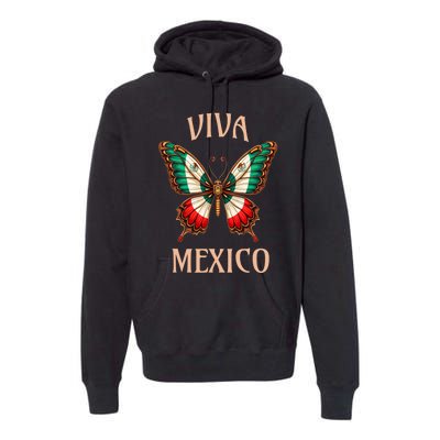 Mexico Independence Day Butterfly Mexican Flag Premium Hoodie