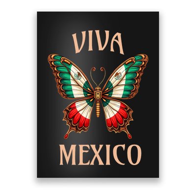 Mexico Independence Day Butterfly Mexican Flag Poster
