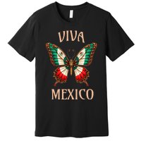 Mexico Independence Day Butterfly Mexican Flag Premium T-Shirt