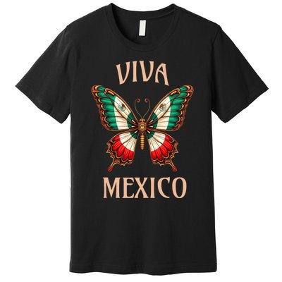 Mexico Independence Day Butterfly Mexican Flag Premium T-Shirt