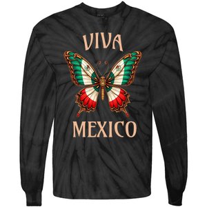 Mexico Independence Day Butterfly Mexican Flag Tie-Dye Long Sleeve Shirt