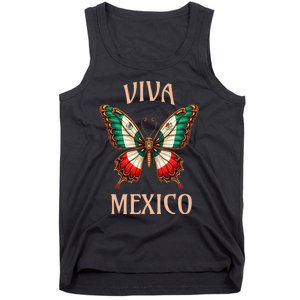 Mexico Independence Day Butterfly Mexican Flag Tank Top