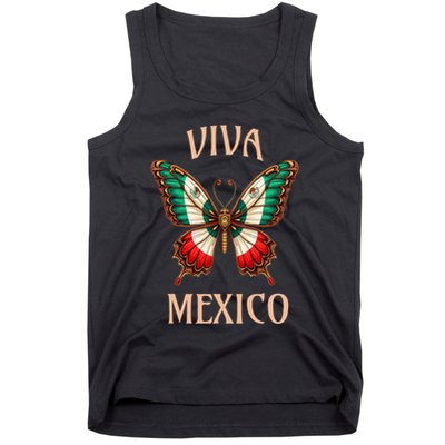 Mexico Independence Day Butterfly Mexican Flag Tank Top