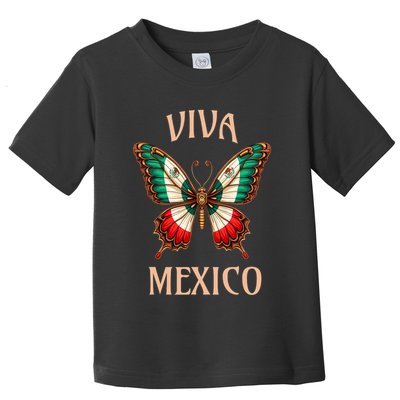 Mexico Independence Day Butterfly Mexican Flag Toddler T-Shirt