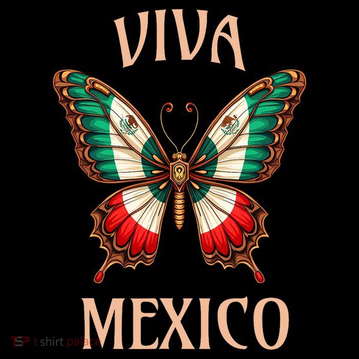 Mexico Independence Day Butterfly Mexican Flag Women's V-Neck T-Shirt