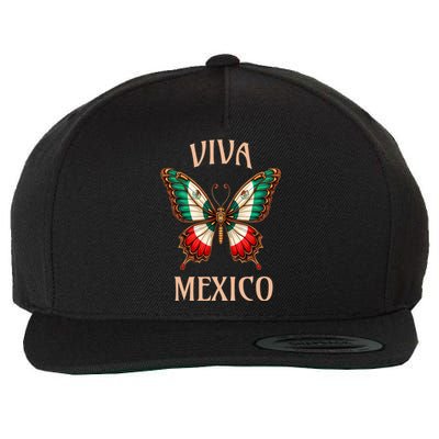 Mexico Independence Day Butterfly Mexican Flag Wool Snapback Cap