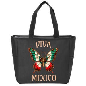 Mexico Independence Day Butterfly Mexican Flag Zip Tote Bag