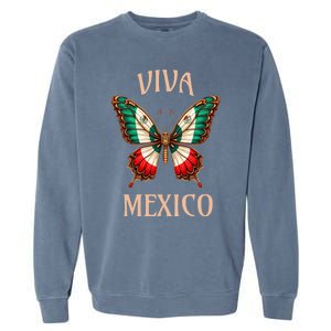 Mexico Independence Day Butterfly Mexican Flag Garment-Dyed Sweatshirt