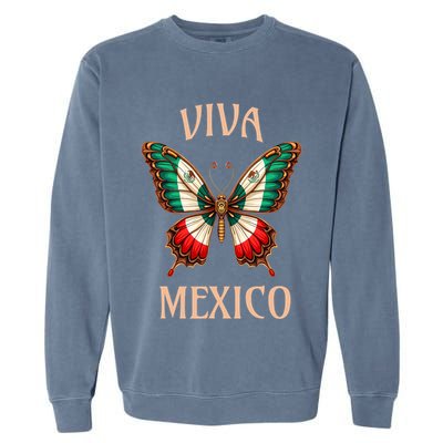 Mexico Independence Day Butterfly Mexican Flag Garment-Dyed Sweatshirt