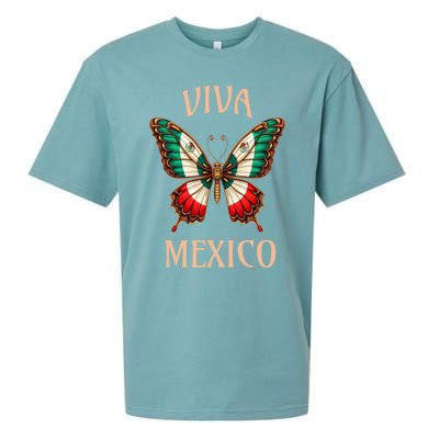 Mexico Independence Day Butterfly Mexican Flag Sueded Cloud Jersey T-Shirt