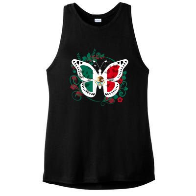 Mexican Independence Day Butterfly Mexico Girls Ladies PosiCharge Tri-Blend Wicking Tank