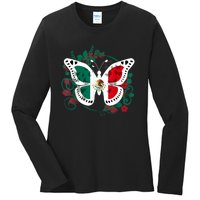 Mexican Independence Day Butterfly Mexico Girls Ladies Long Sleeve Shirt