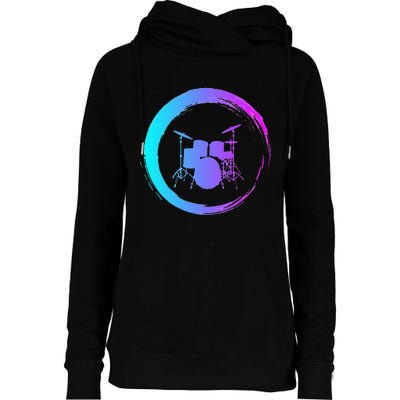 Musical Instrument Drummer Drums Musician Womens Funnel Neck Pullover Hood