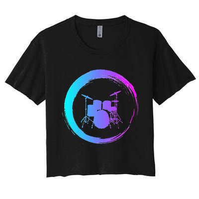 Musical Instrument Drummer Drums Musician Women's Crop Top Tee