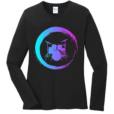 Musical Instrument Drummer Drums Musician Ladies Long Sleeve Shirt