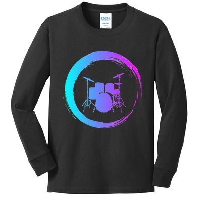 Musical Instrument Drummer Drums Musician Kids Long Sleeve Shirt