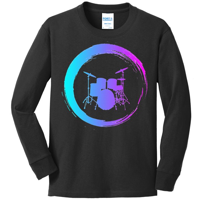 Musical Instrument Drummer Drums Musician Kids Long Sleeve Shirt