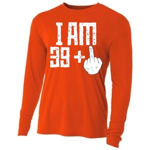 Middle Finger 40th Birthday Funny Cooling Performance Long Sleeve Crew