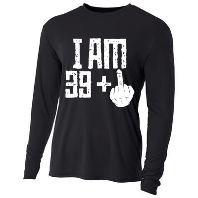 Middle Finger 40th Birthday Funny Cooling Performance Long Sleeve Crew