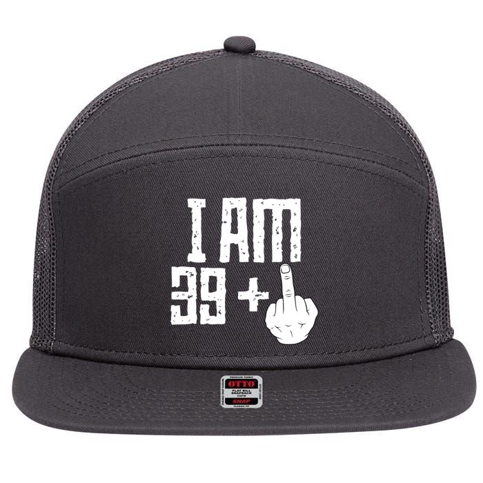 Middle Finger 40th Birthday Funny 7 Panel Mesh Trucker Snapback Hat