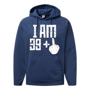 Middle Finger 40th Birthday Funny Performance Fleece Hoodie