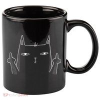 Middle Finger Cat 11oz C Handle Ceramic Mug