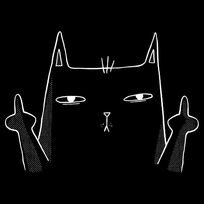 Middle Finger Cat Cropped Pullover Crew