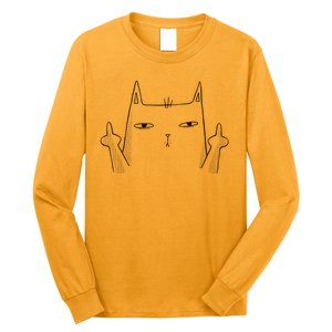 Middle Finger Cat Long Sleeve Shirt