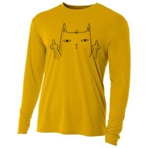 Middle Finger Cat Cooling Performance Long Sleeve Crew