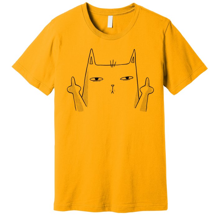 Middle Finger Cat Premium T-Shirt