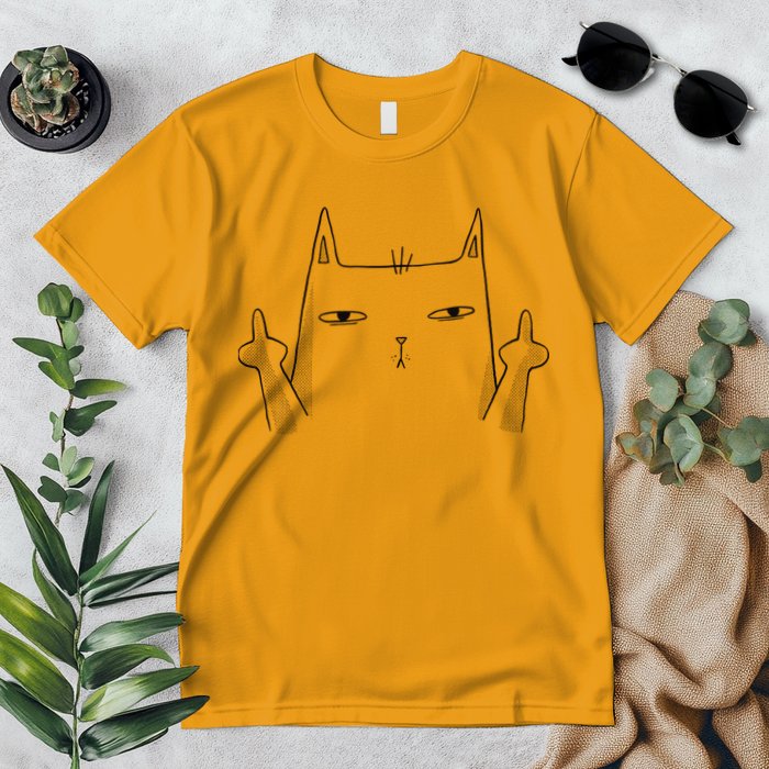 Middle Finger Cat Premium T-Shirt