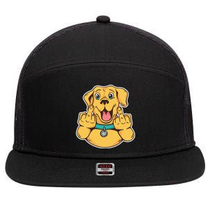 Middle Finger Dog 7 Panel Mesh Trucker Snapback Hat