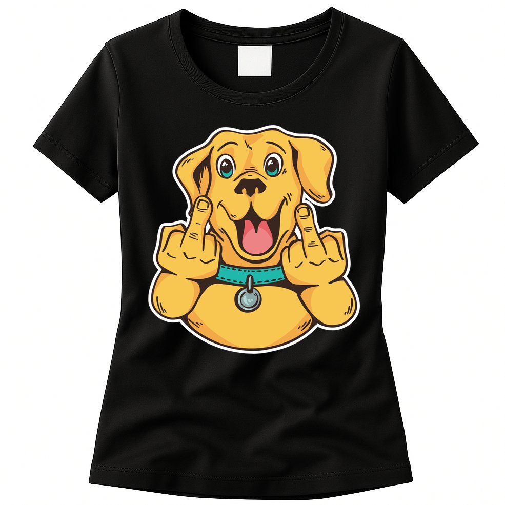 Middle Finger Dog Womens T-Shirt