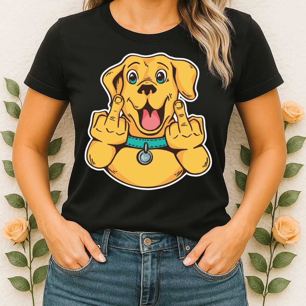 Middle Finger Dog Womens T-Shirt