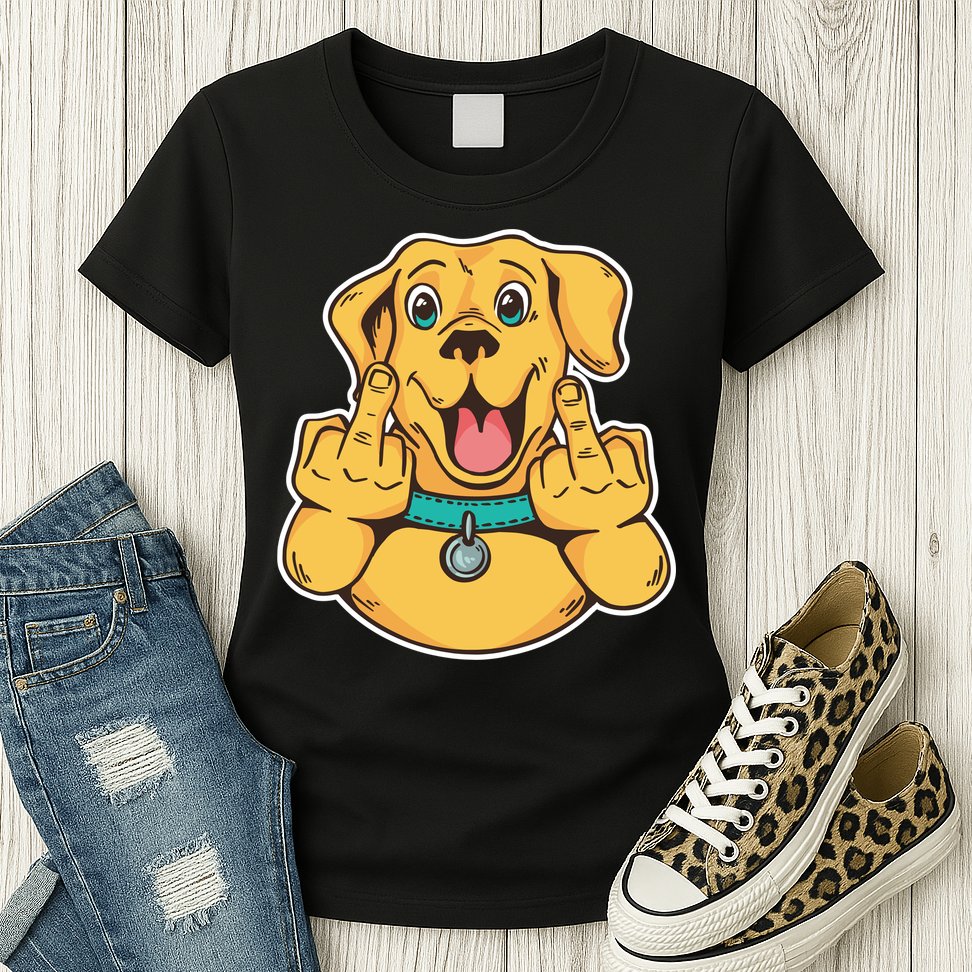 Middle Finger Dog Womens T-Shirt